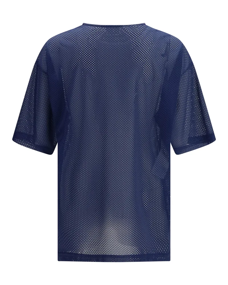 Moschino Men's Technical Mesh T-Shirt With Number Print Fantasia Blu Polyester T-Shirts And Polos Blue