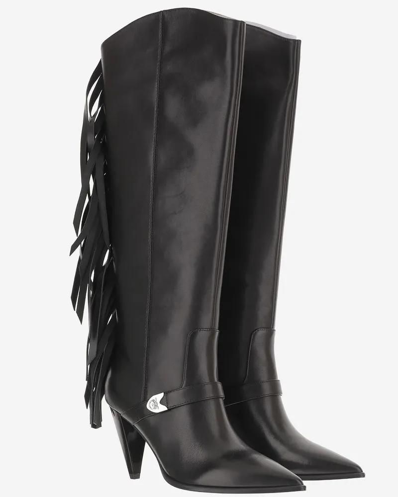 Pinko Women's Boots Vane 03 Black Leather Black