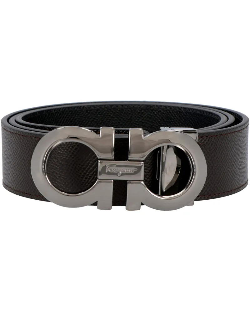 Ferragamo Men's Gancini Reversible Leather Belt Brown Calf Brown