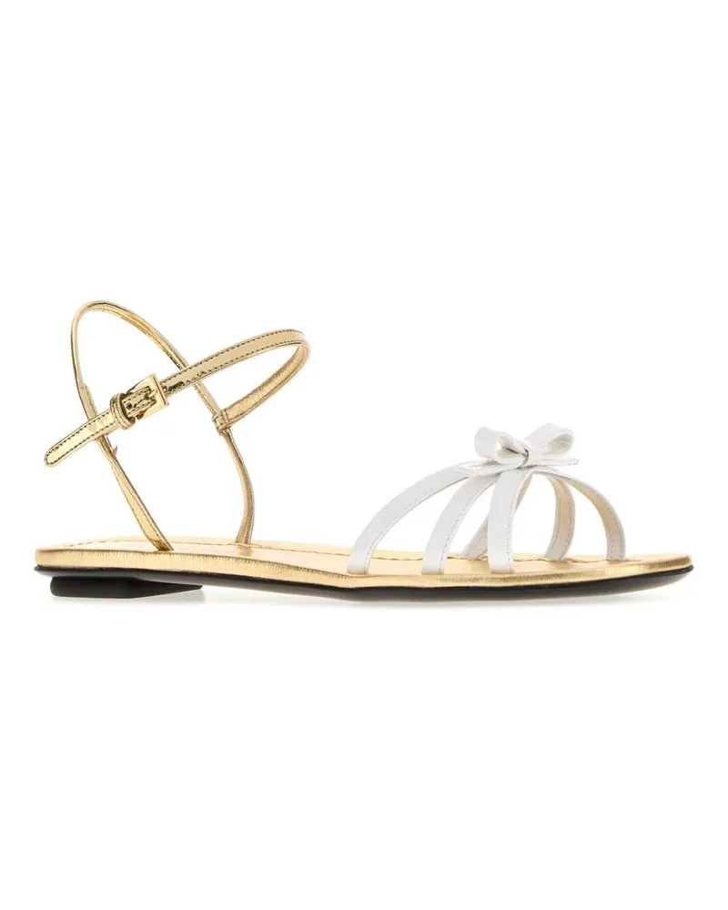 Prada Women's Two-Tone Leather Sandals Bianco Sandali Gold