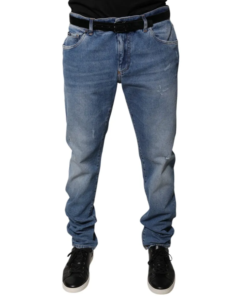 Dolce & Gabbana Light Blue Cotton Men Skinny Denim Jeans Elastane Clothing Blue