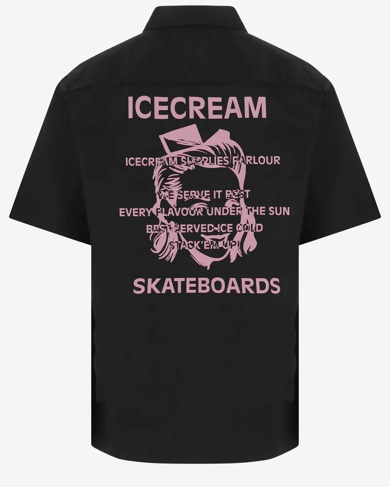 ICECREAM Men's Shirt Cotton-Blend Black Polyester Polo T-shirts And Polos Black