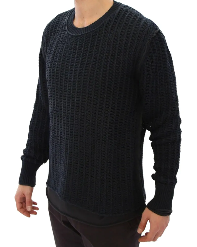 Dolce & Gabbana Men's Blue Runway Netz Pullover Netted Sweater Clothing Blue