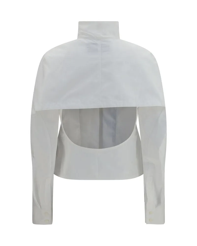 Jacquemus Cotton-Poplin Blouse — White White