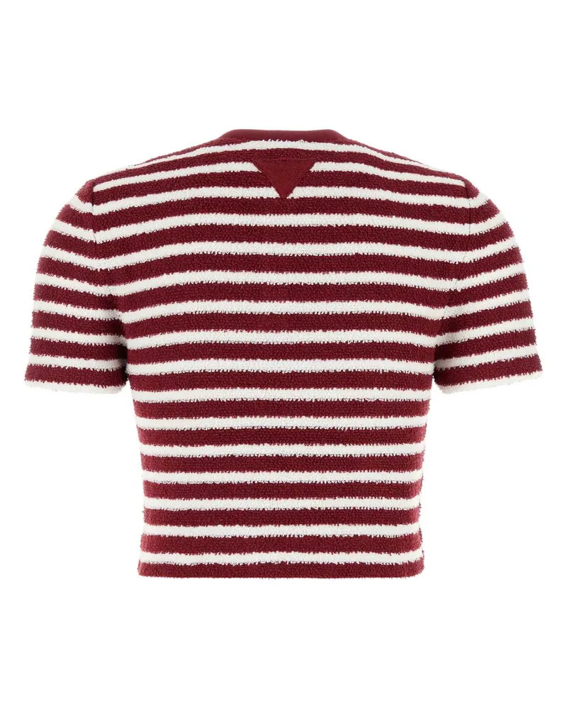 Prada Women's Embroidered Terry Fabric Polo Shirt Amaranto+natu Copa-Trochusniloticus Red