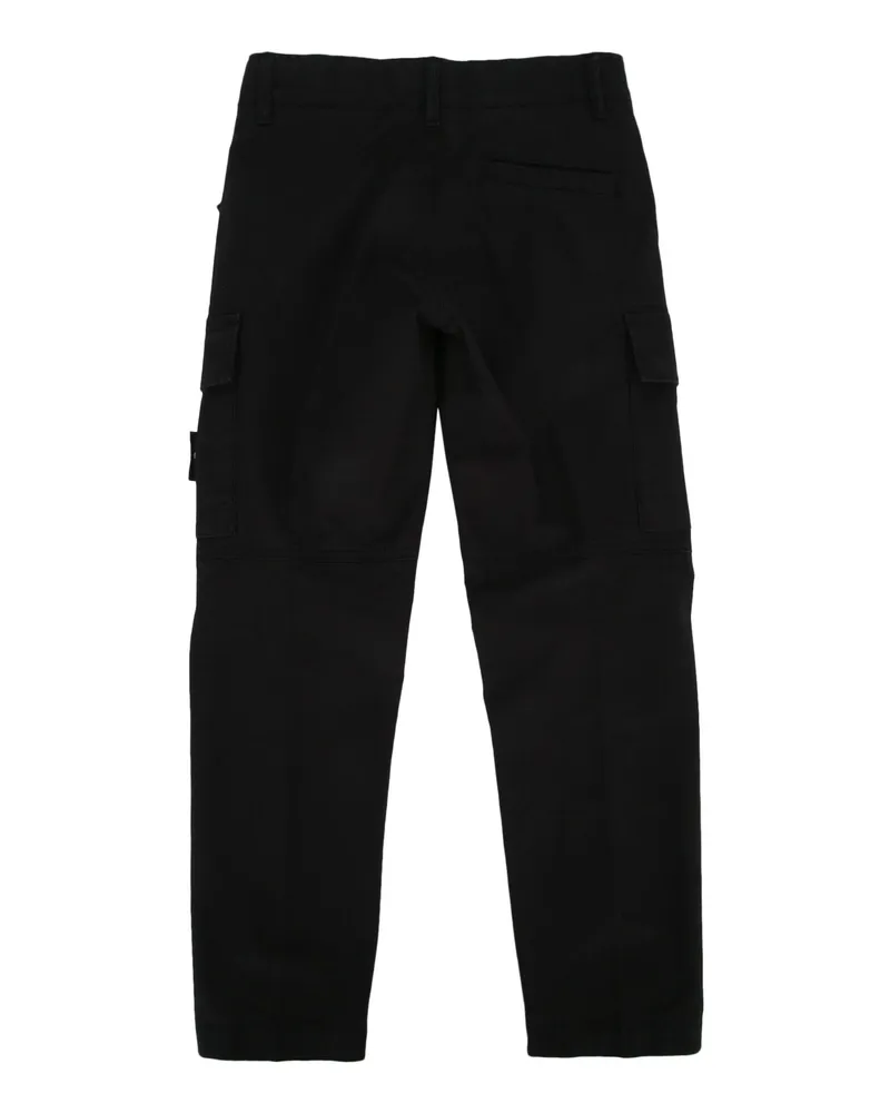 Stone Island Boys' Compass Badge Cotton Cargo Pants Black Elastane Black