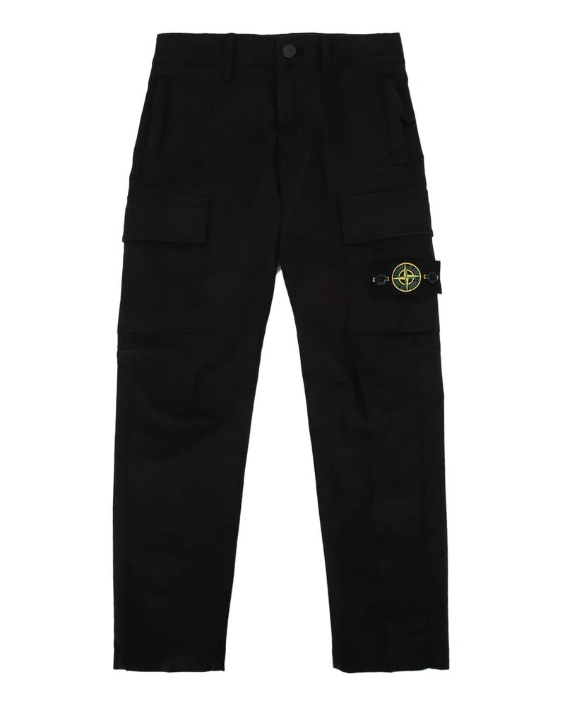 Stone Island Compass Badge Cotton Cargo Pants — Black Black