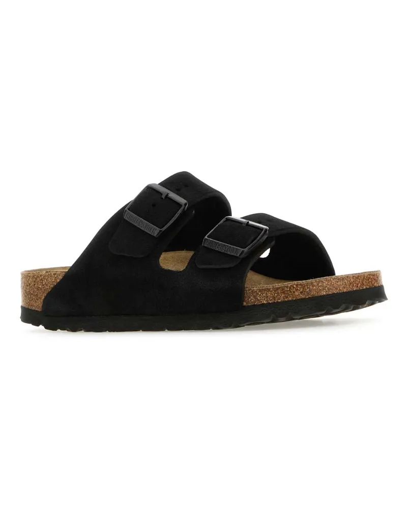 Birkenstock Unisex Black Suede Arizona Slippers Flat Shoes Black