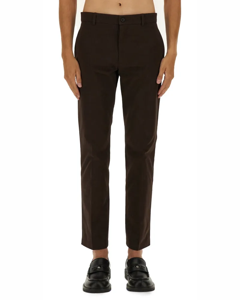 Burberry Cotton Chino Trousers — Brown Brown