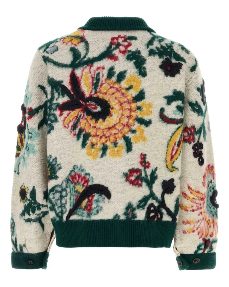 Sacai Men's Embroidered Wool Sweater Ivory Exterior: Giacche E Gilet Jacket Ivory