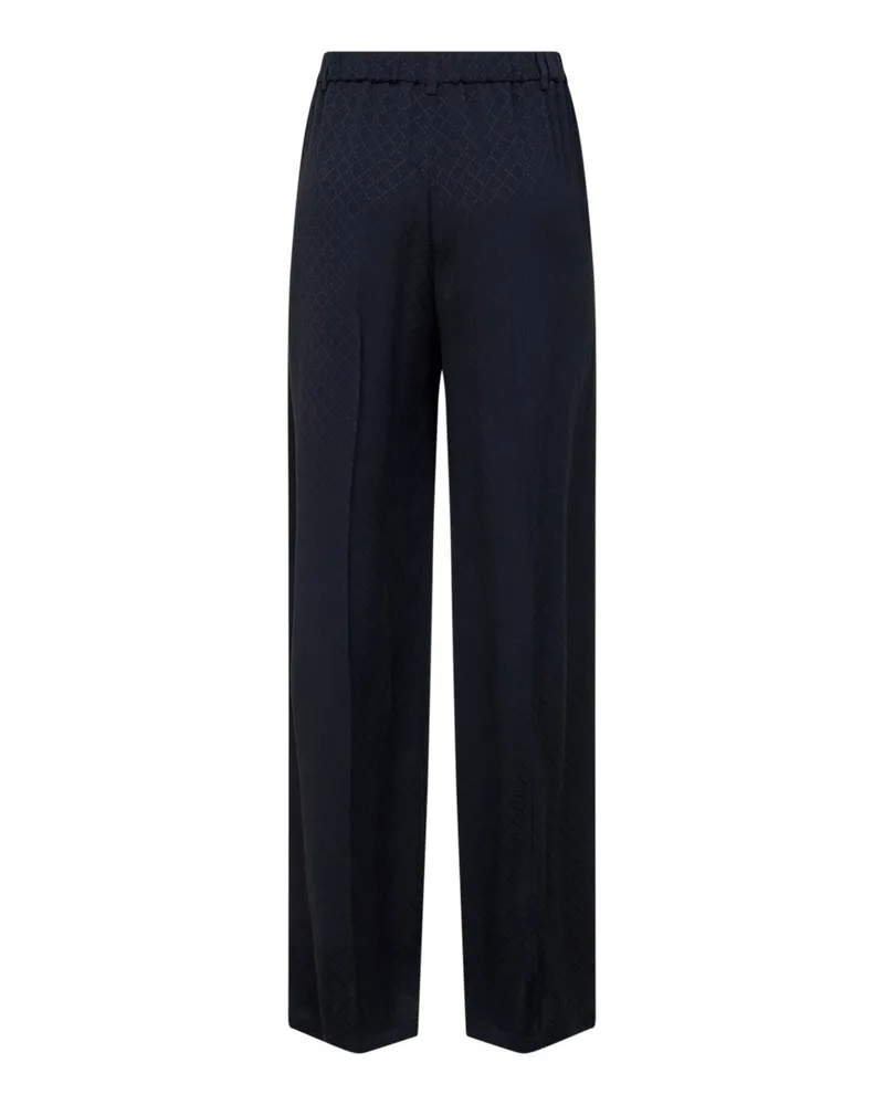 Gucci Women's Trousers Dark Blue Silk-Viscose Jacquard Navy