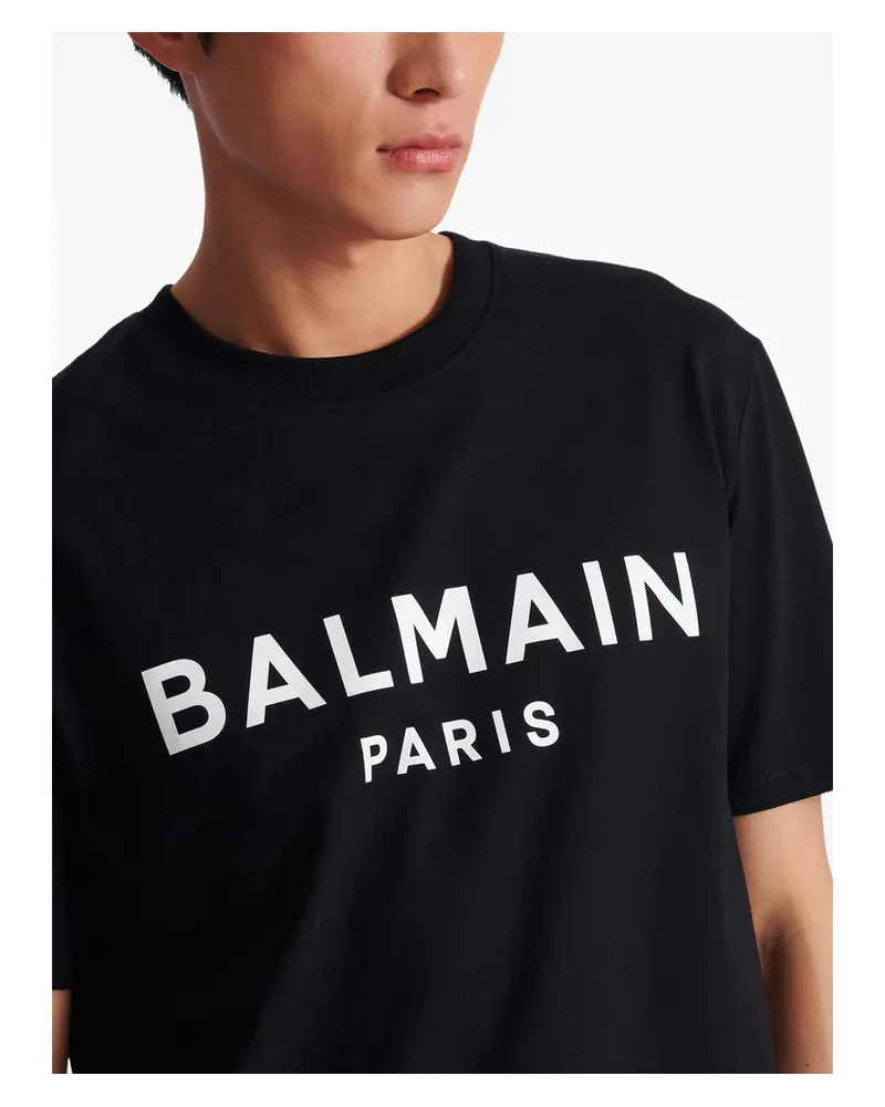 Balmain Logo-Printed Organic Cotton T-Shirt — Black Black