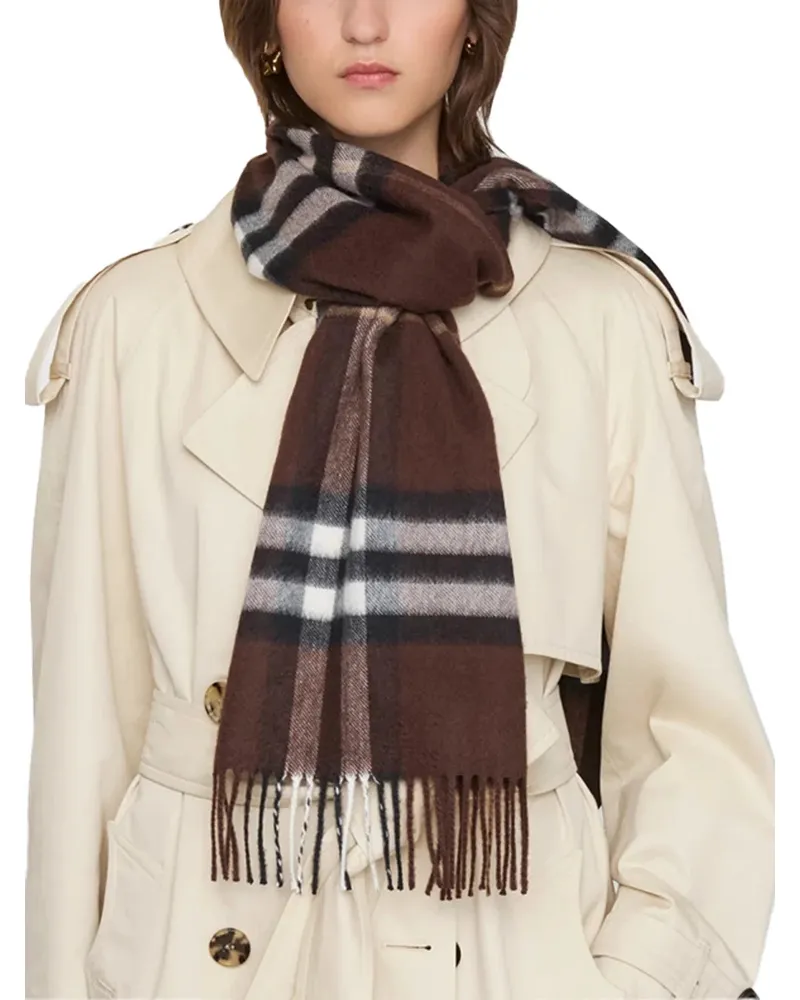 Burberry Check Cashmere Scarf — Brown Brown