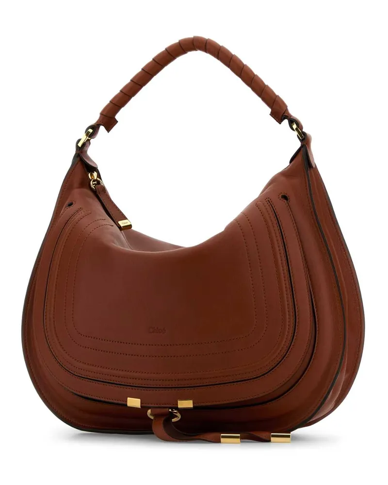 Chloé Women's Caramel Leather Marcie Shoulder Bag Claybrown Borse A Mano Brown