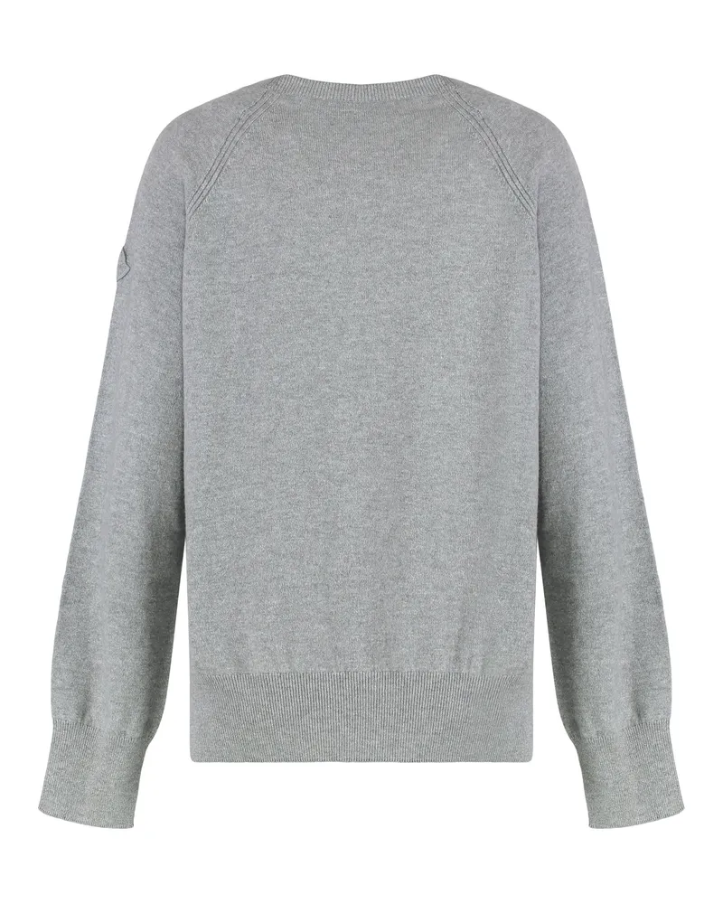 Moncler Women's Crew Neck Cashmere Sweater, Grey Gray