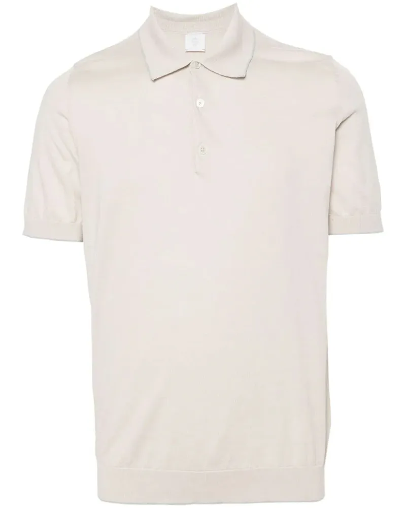 Eleventy Women's Fine-Ribbed Polo Shirt Beis Ss24 M Beige