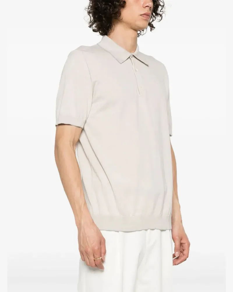 Eleventy Women's Fine-Ribbed Polo Shirt Beis Ss24 M Beige
