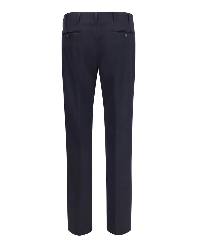 Prada Men's Tailored Trousers Bleu Fleece Wool Ovis Aries Bleu