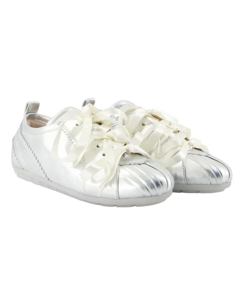 Simone Rocha Women's Ballerina Grip Trainer Sneakers -  Leather Silver Calfskin Shoes Silver