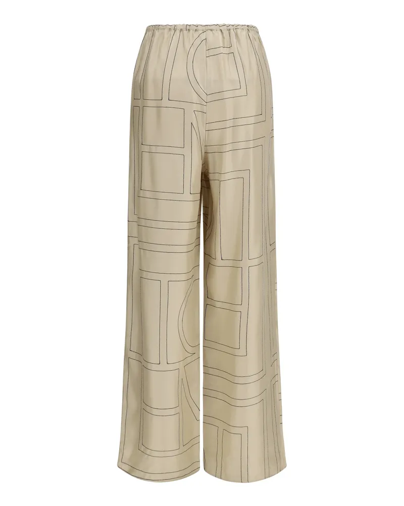 Totême Women's Pants Silk Monogram Ivory Trousers 