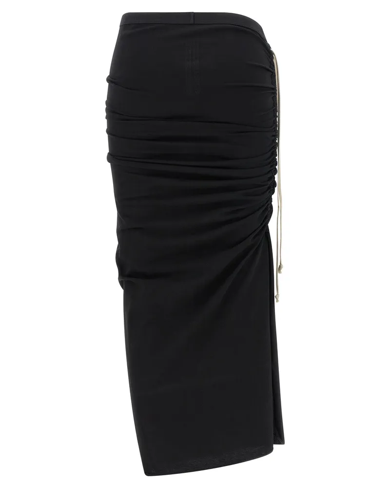 Rick Owens Women's Black Cotton Midi Skirt Black