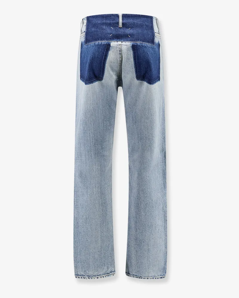Maison Margiela Men's Jeans With Patchwork Effect Blue Cotton Blue