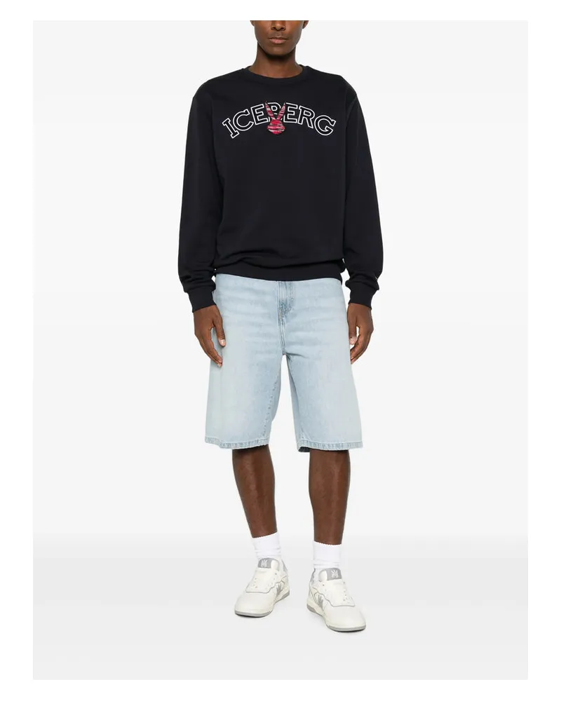 Iceberg Logo-Embroidered Sweatshirt — Black Black
