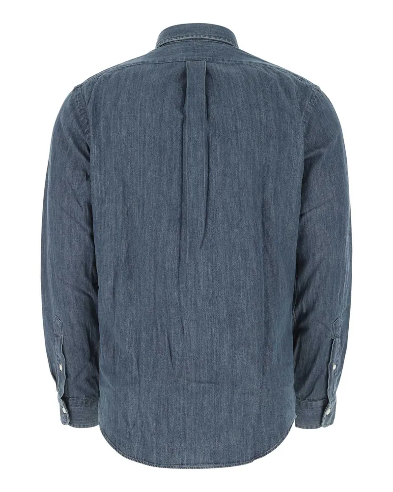 Ralph Lauren Button-Down Cotton Denim Shirt — Blue Blue