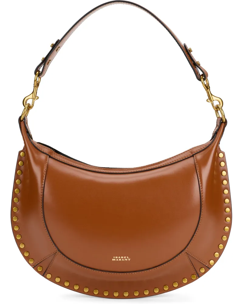 Isabel Marant Women's Shoulder Bag Oskan Moon Brushed Leather Brown Calfskin Brown