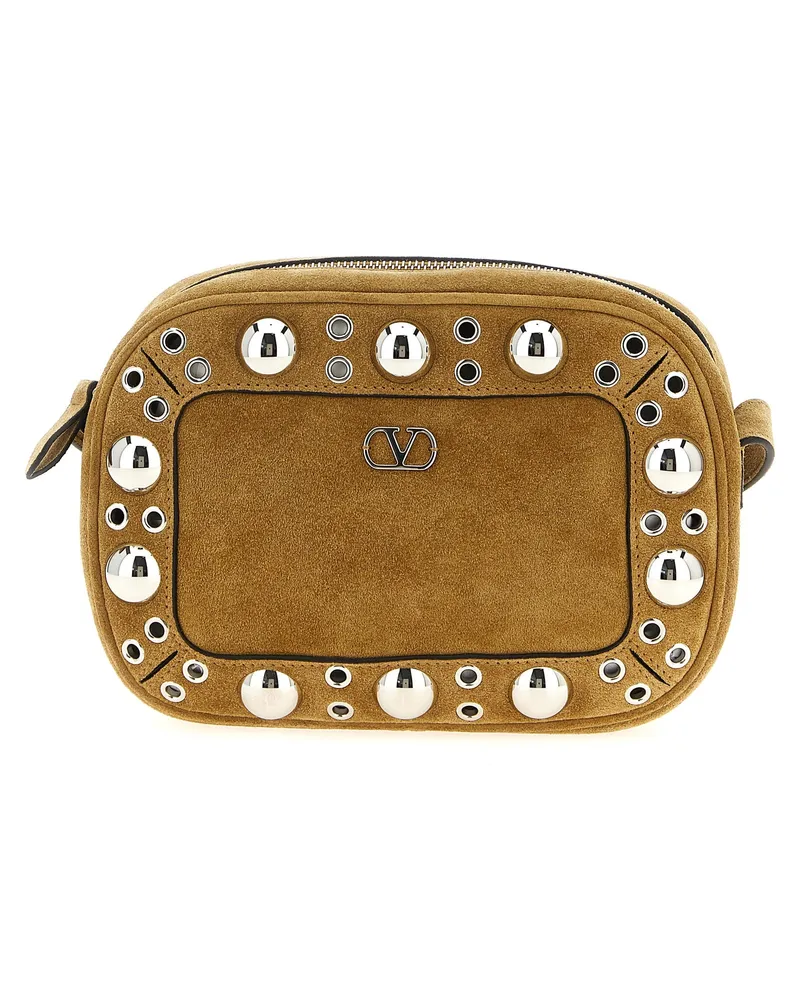 Valentino Garavani Unisex Beige Cowhide Crossbody Bag Beige