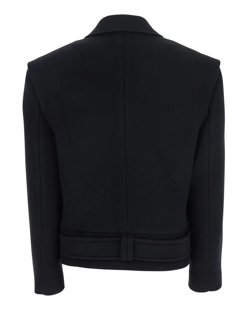 Balmain Women's Black Wool Jacket With Wide Lapels Virgin Blazers Black