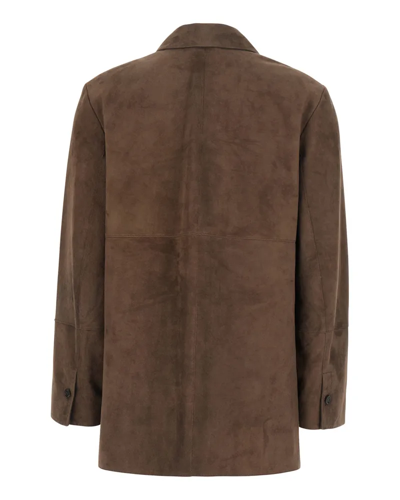 Max Mara Women's Shirt S Brown Tech Fabric Lamb Blouses Brown