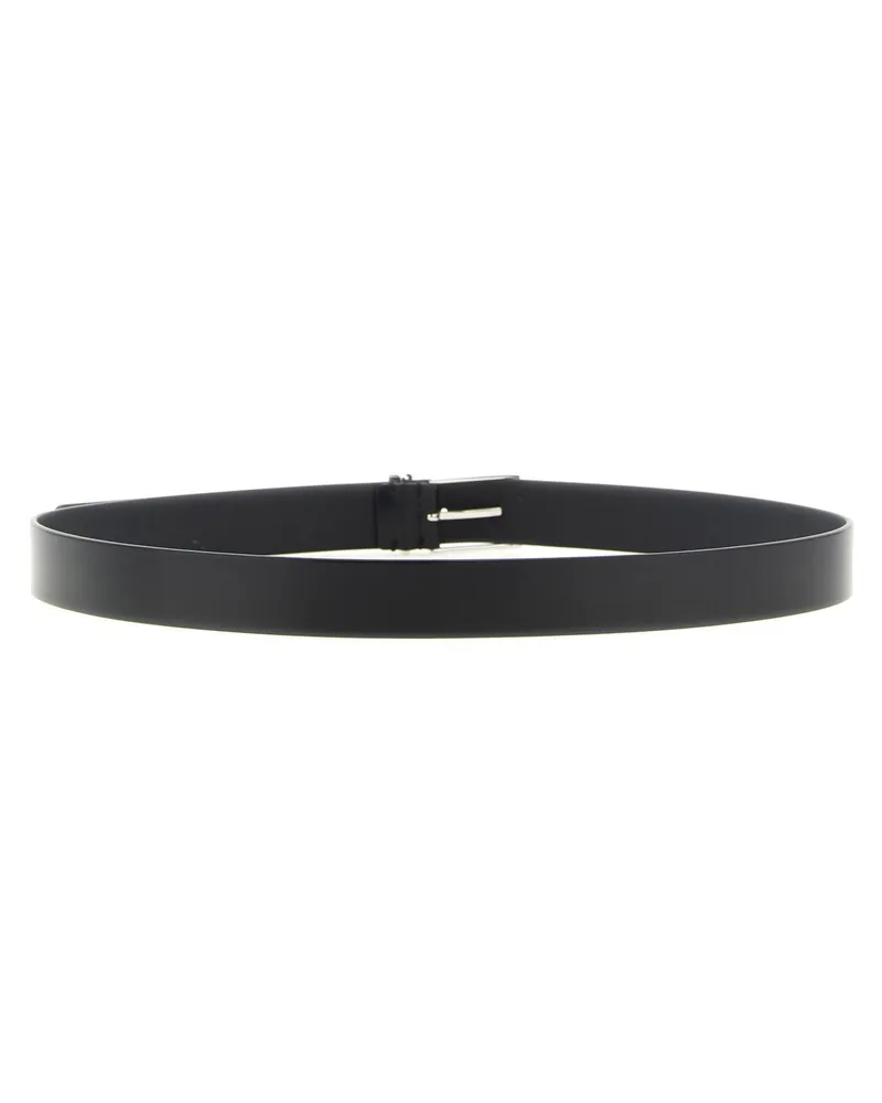 Tom Ford Palladium T-Buckle Calf Leather Belt — Black Black