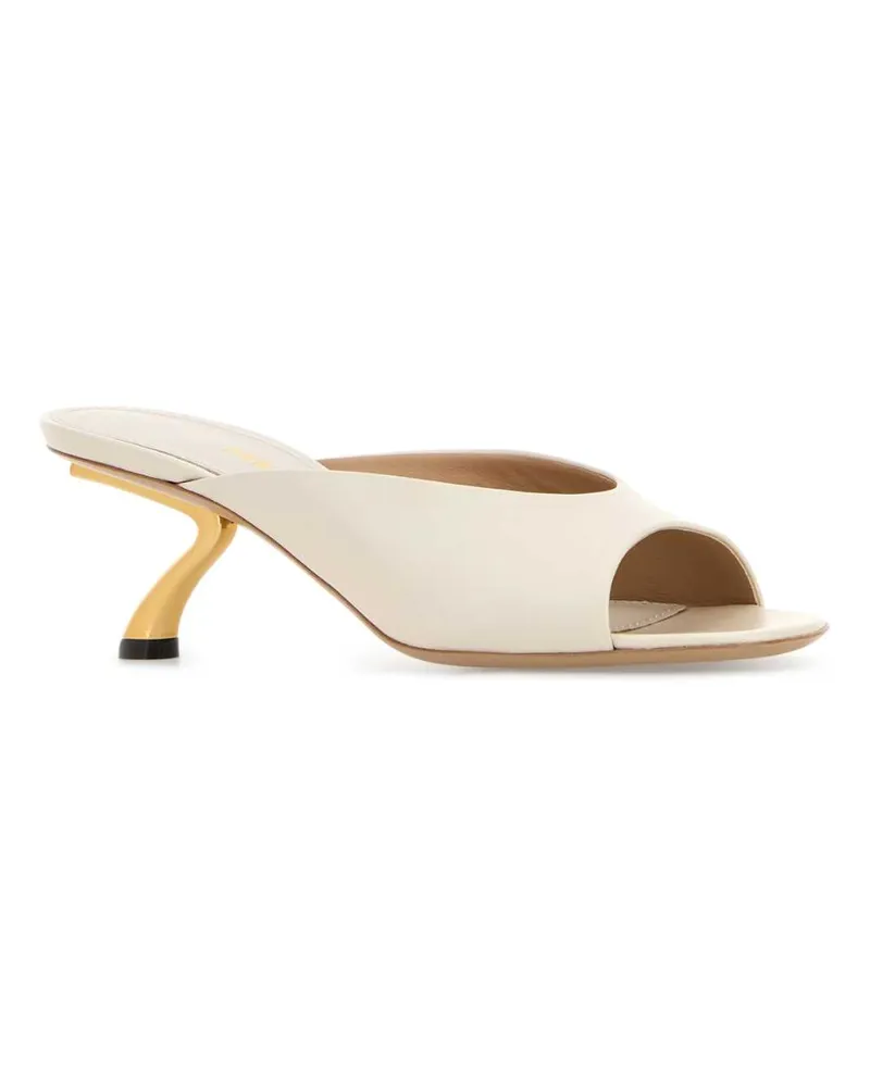 Ferragamo Women's Ivory Leather Igea Mules Mascarpone Scarpe Con Tacco Ivory