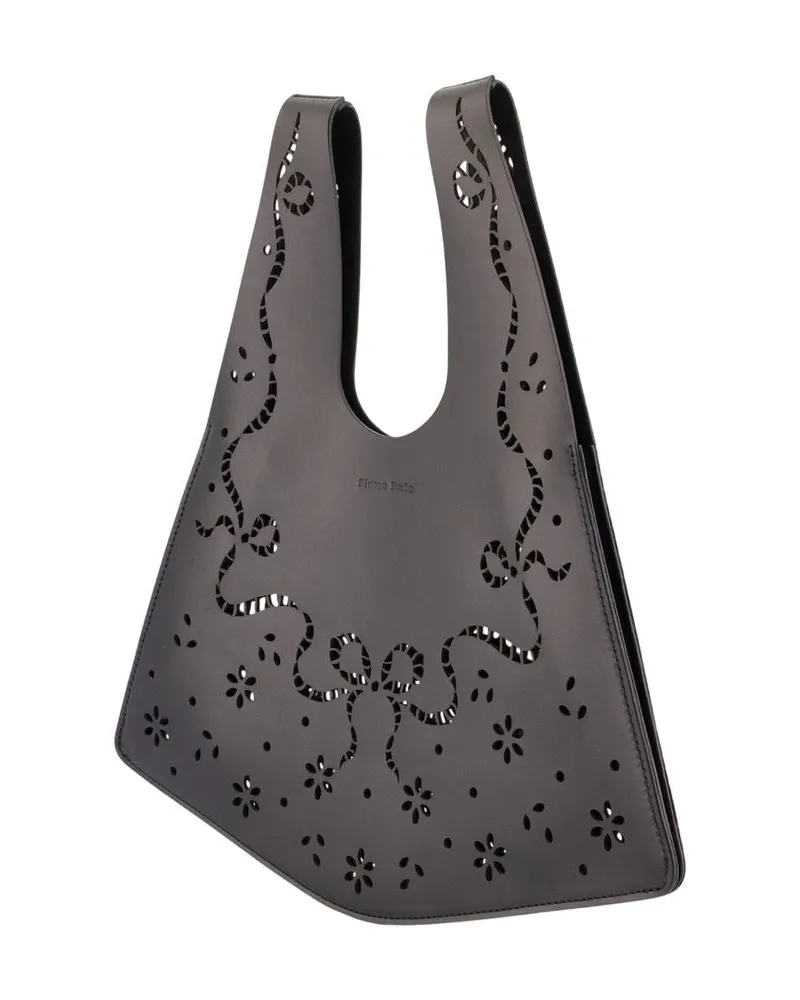 Simone Rocha Women's Mini Lasercut Shopper Bag -  Leather Black Calfskin Totes-Shopping-Bags Black