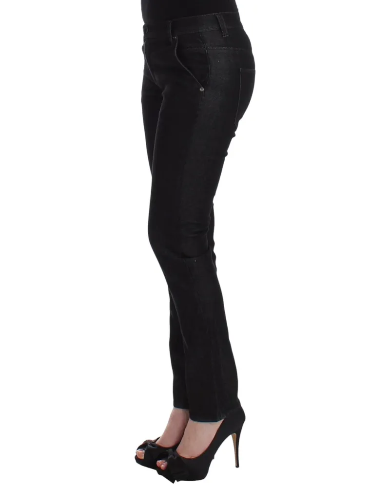 Ermanno Scervino Women's Black Slim Jeans Denim Pants Skinny Leg Stretch Cotton Black