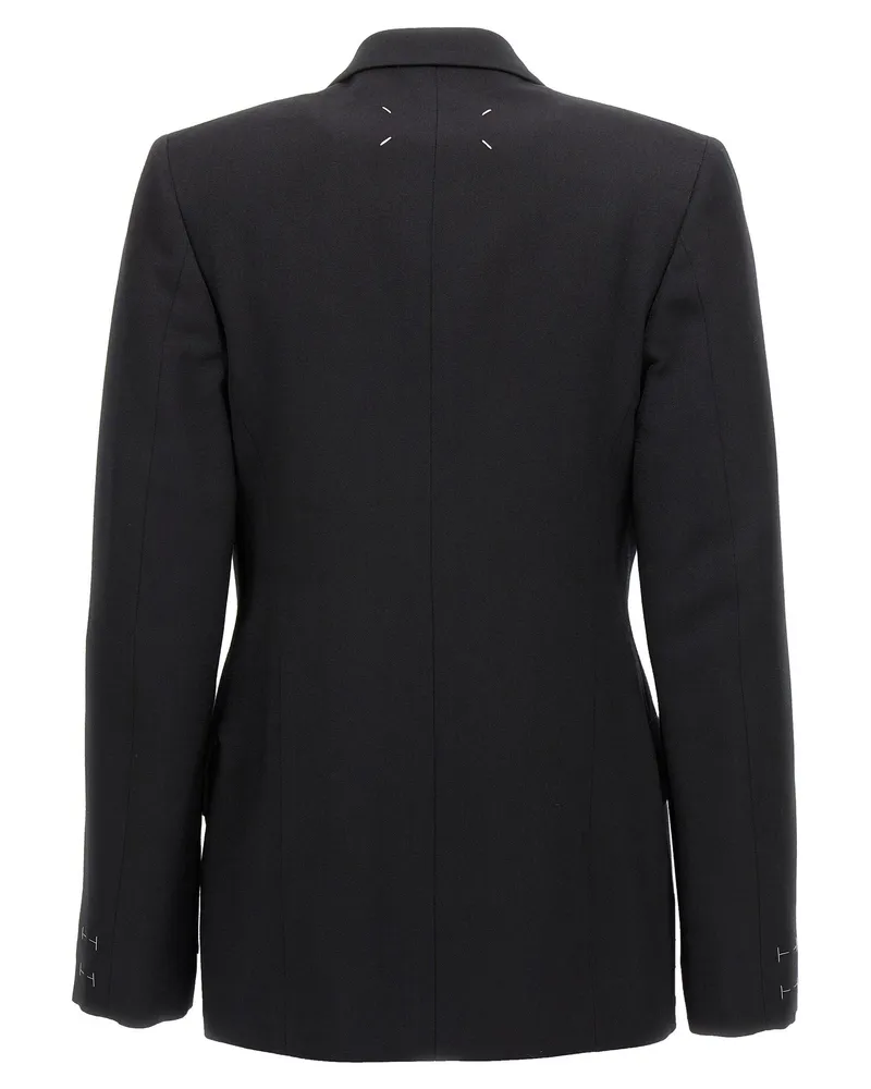 Maison Margiela Double-Breasted Wool Blazer — Black Black