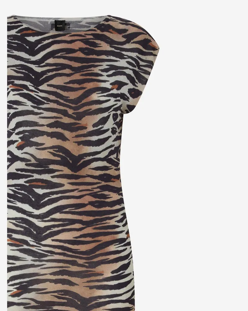 Pinko Women Midi Dress Animal Print Cotton Multicolor