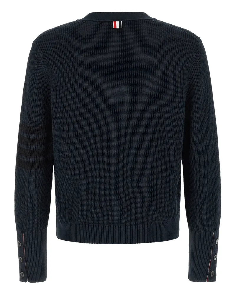 Thom Browne Garment-Dyed Knit Cardigan — Navy Navy