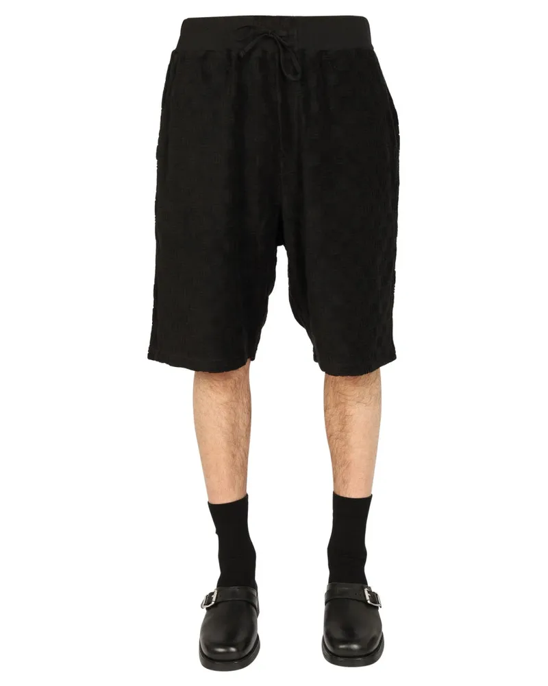 AMBUSH Monogram Logo Cotton Bermuda Short — Black Black