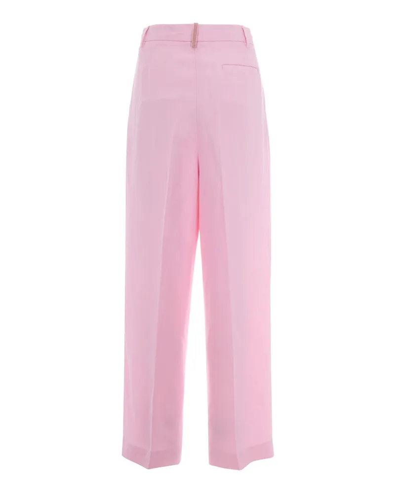 Fabiana Filippi Women's Trousers Fluid Linen-Viscose Petal Pink Viscose Linen Pink