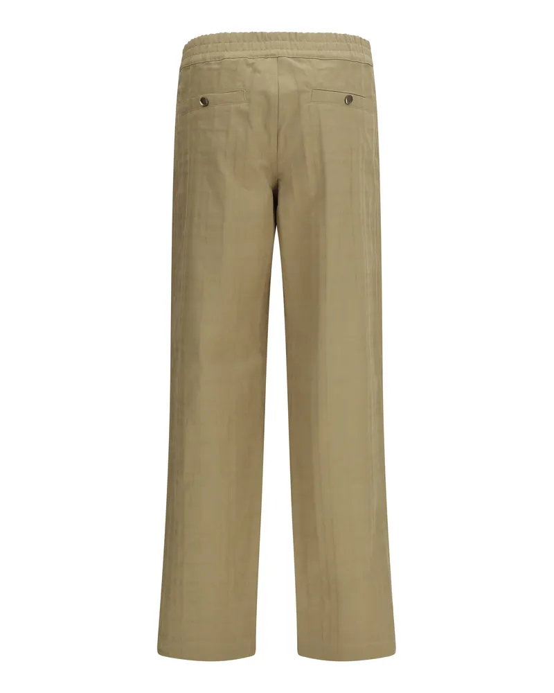 Burberry Men's Textured Check Cotton Pants Sandstorm Beige Chk Trousers Beige