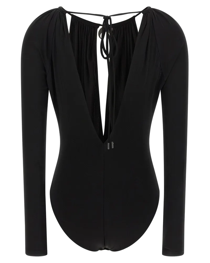 Marine Serre Cut-Out Stretch Viscose Bodysuit — Black Black