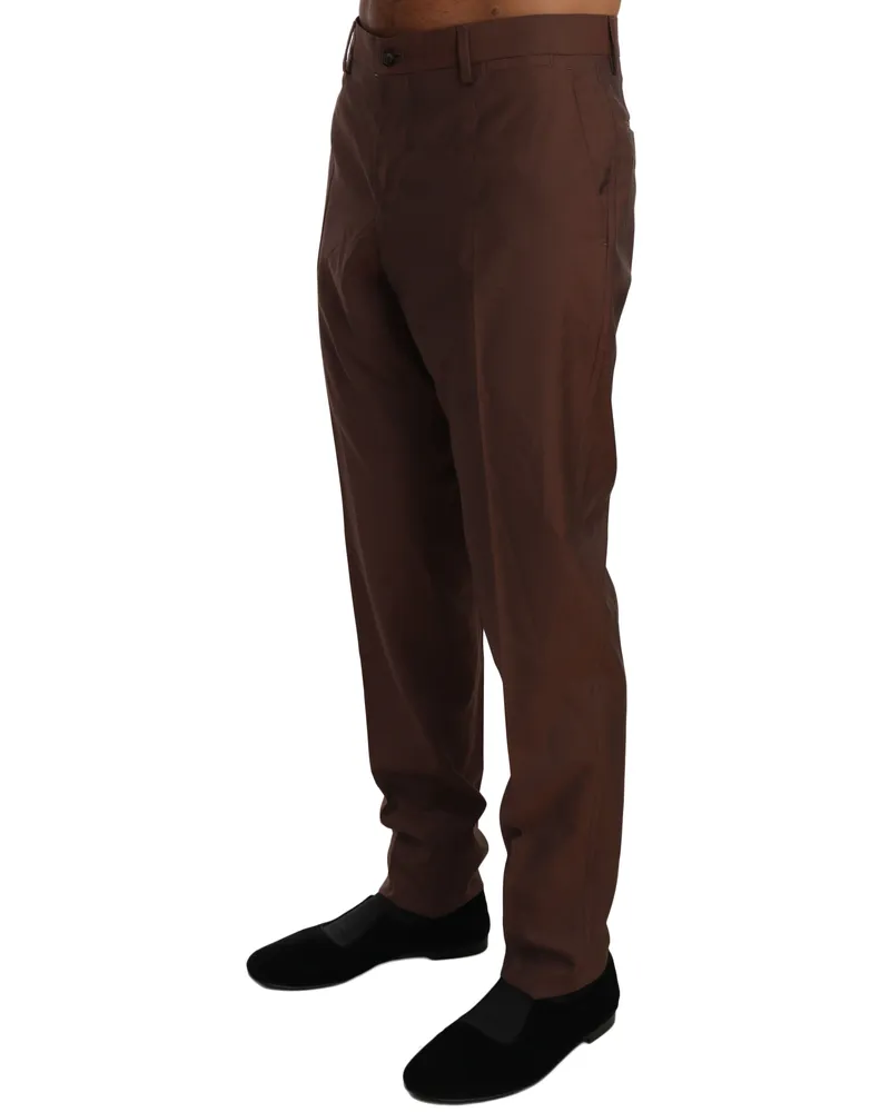 Dolce & Gabbana Men's Brown Wool Silk Formal Trousers Pants Brown