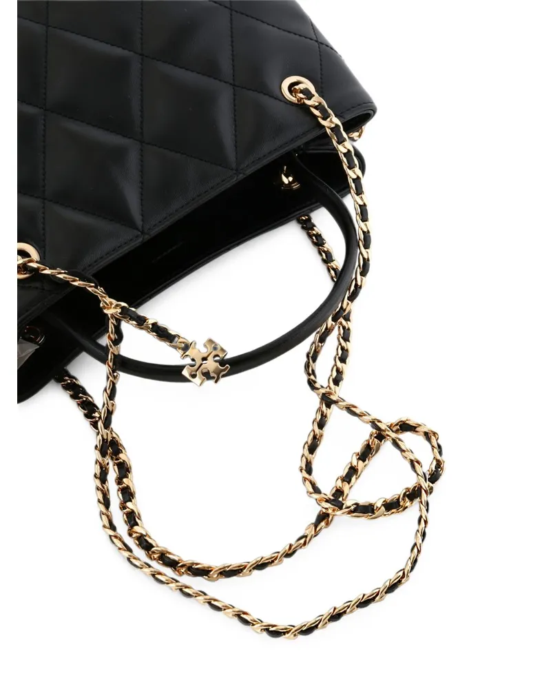 Tory Burch Leather Top Handle Bag — Black Black