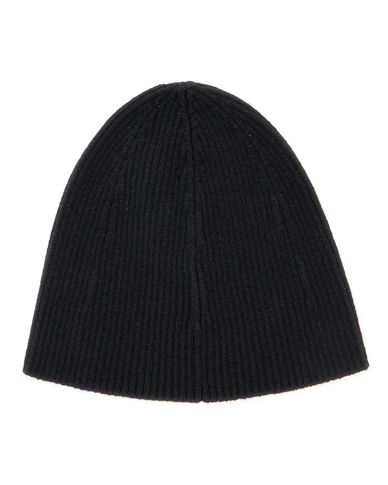 Saint Laurent Men Black Cashmere Beanie With Logo Patch Hat Black