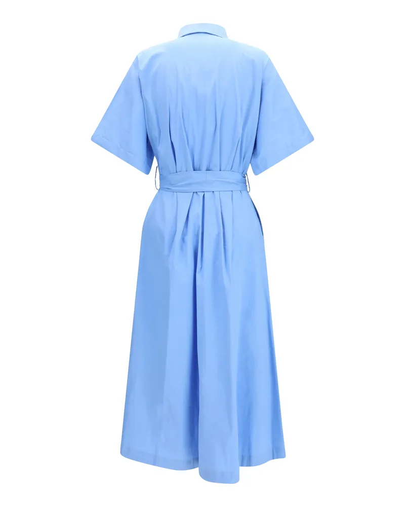 Ella Women's Long Chemisier Dress Azzurro Cotton; Polyamide; Elastane Blue