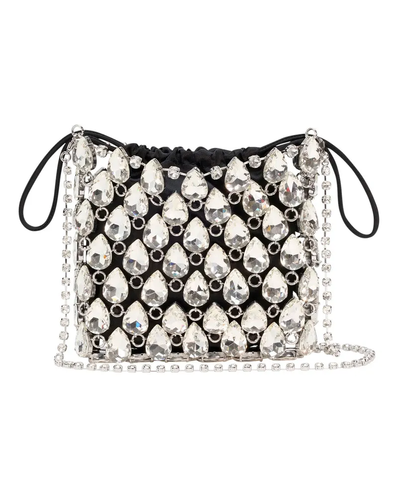 Self-Portrait Women's Handbag Crystal Chainmail Mini Silver Metallic Fabric Handbags Hand Bags Silver