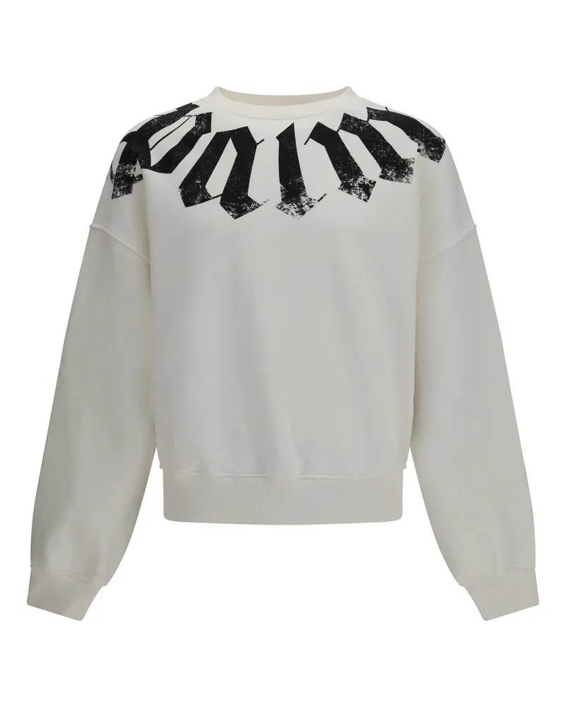 Palm Angels Men Sweatshirt Big Neck Logo Off-White-Black Cotton Sweatshirts Off-white/black Sweater White