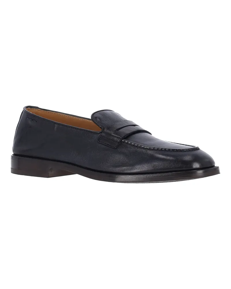 Alexander Hotto Men's Flat Shoes Blue Leather Navy